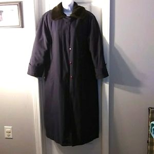 Larry Levine dk blue trench-style winter long coat w/insulated lining